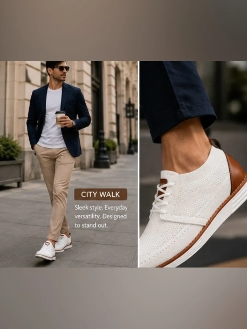 Men’s White Knit Oxford Sneakers | Lightweight Casual Lace-Up Shoes